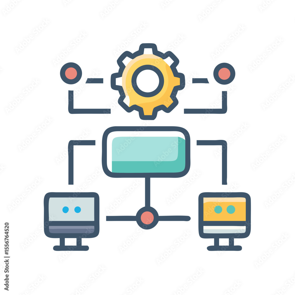 Poster networking process diagram illustrating system operations and data flow
