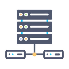 Stylized server rack icon illustration for data and networks