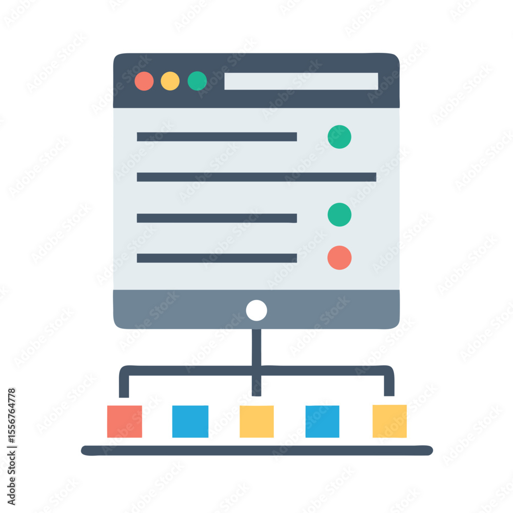 Poster conceptual flat design of website structure with content blocks