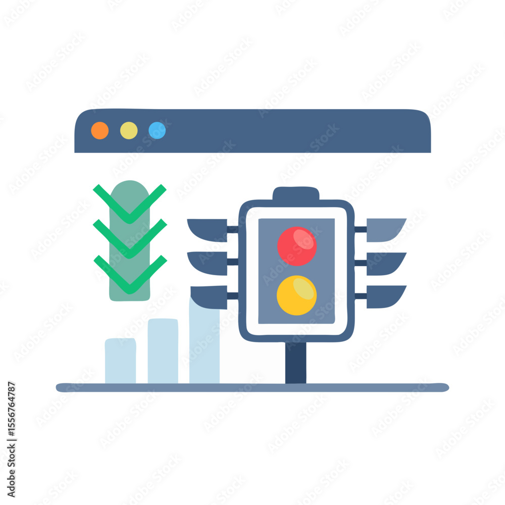 Poster traffic signal with graph showing website performance optimization