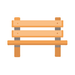 Graphic illustration of wooden park bench on White Background