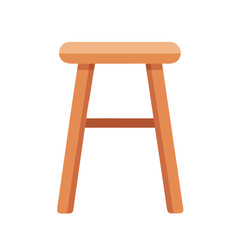 Minimalist wooden stool illustration against a White Background