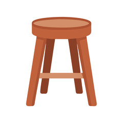 Illustration of simple wooden stool with White Background design