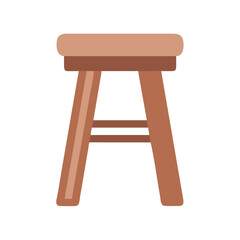 Minimalist wooden stool design on a White Background, isolated