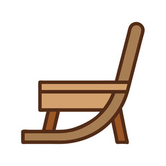 Wooden rocking chair icon isolated on White Background
