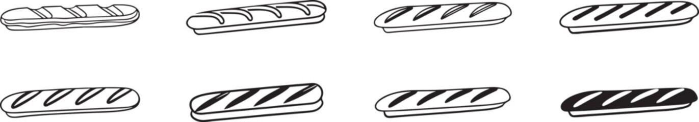 Bread and Sandwich Icons Vector.