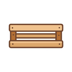 Isolated wooden crate illustration on White Background with brown outline