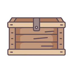 Cartoon treasure chest with closed latch on White Background