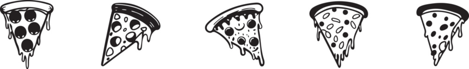 Black and White Pizza Slices with Melting Cheese.