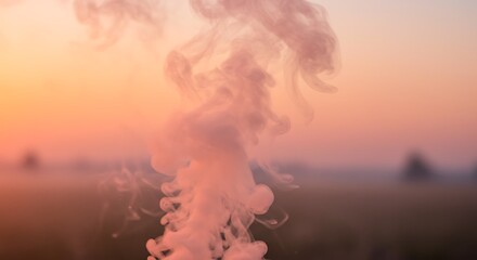 Naklejka premium Abstract Smoke Swirls at Sunset: Soft Peach and Rose Gold Tones, Dreamy Atmospheric Background