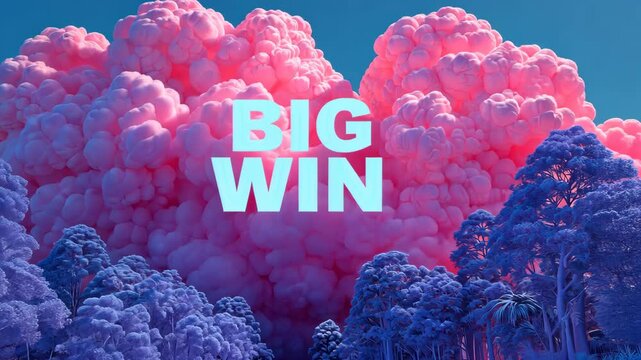 Big Win on Pink Clouds Background