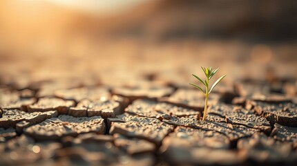 cracked soil with plant