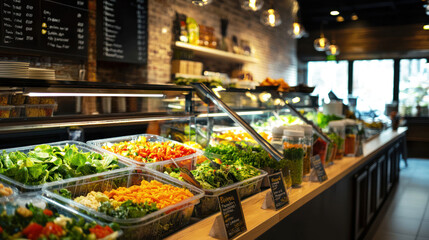 A fast casual restaurant offering build-your-own salad options with a variety of toppings and dressings.