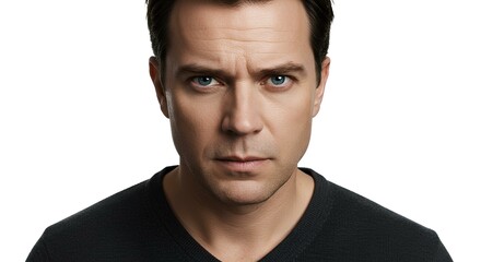 Intense Close-up Portrait of a Man with Serious Expression