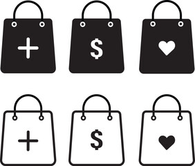 Shopping bag vector icon.Shop bag in outline,paper bags sign,symbolizing retail, purchases,Collection of high quality bag symbol illustration,