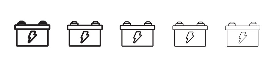 Car battery icon thin flat outline style vector sign