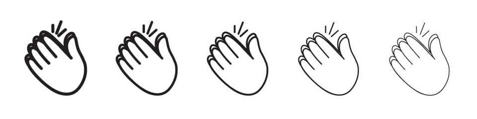 Clapping hand icon thin flat outline style vector sign