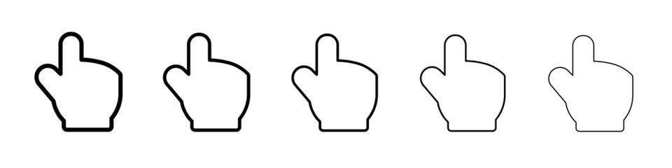 Computer hand cursor click icon thin flat outline style vector sign