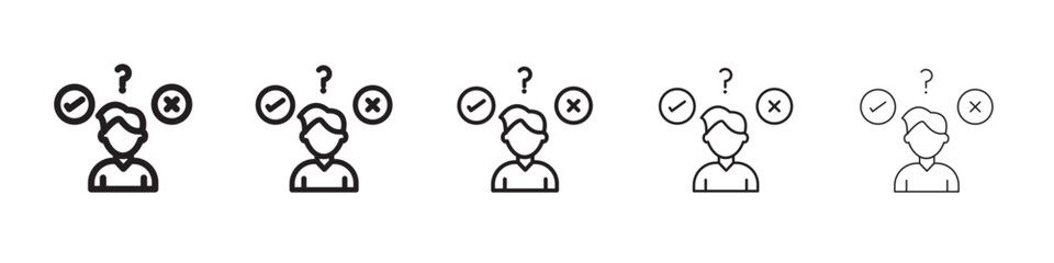 Confusing man icon thin flat outline style vector sign