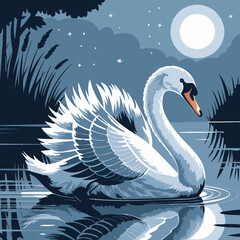Swan Under Moonlight