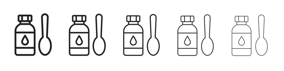 cough syrup icon thin flat outline style vector sign