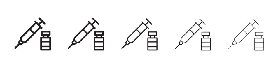 Covid 19 vaccine icon thin flat outline style vector sign