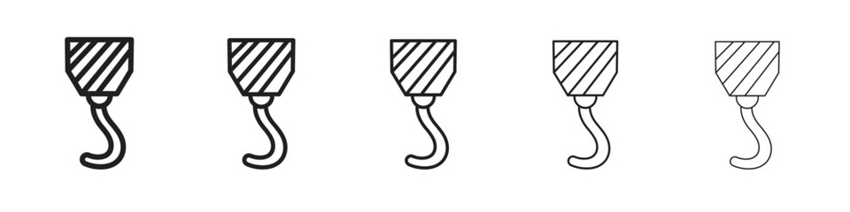Crane hook icon thin flat outline style vector sign