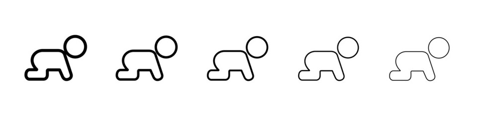 Crawling baby icon thin flat outline style vector sign