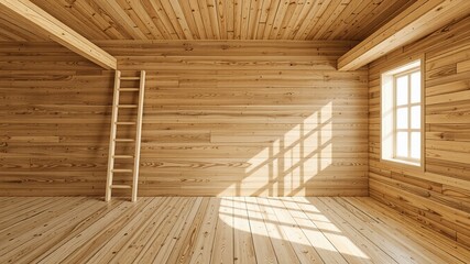 3D Rendered Wooden Stairway for Home Improvement