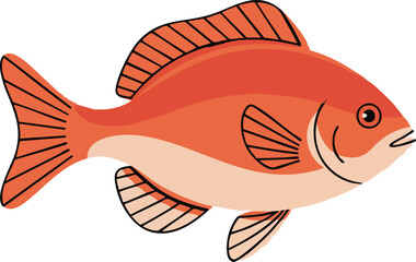 Orange Cartoon Fish Vector Illustration
