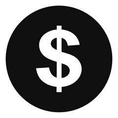 Dollar Money Coin Icon Vector in Black Silhouette Style for Finance, Business, Banking and Investment Concepts