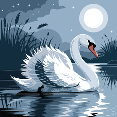 Swan Under Moonlight