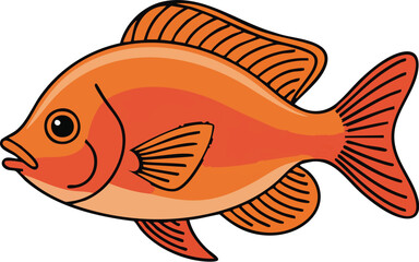 Orange Cartoon Fish Vector Illustration