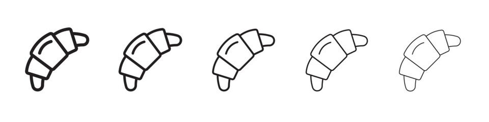 Croissant icon thin flat outline style vector sign