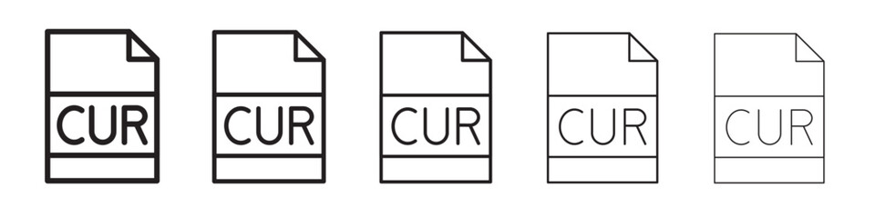 CUR File Document Icon thin flat outline style vector sign