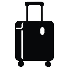 Minimalist Travel Suitcase Icon Vector in Black Silhouette Style for Holiday, Trip, Vacation and Travel Luggage Concepts