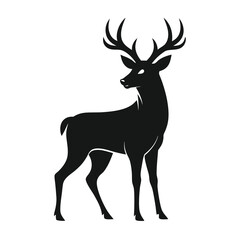 Graceful deer with antlers vector silhouette, perfect for nature, forest, hunting, wildlife, or outdoor and adventure-related design projects.