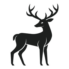Majestic deer silhouette with antlers, perfect for wildlife, forest, hunting, adventure, or nature-themed vector designs and outdoor graphics.