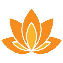 Elegant stylized lotus flower vector illustration in orange and white. Perfect for wellness, spa, yoga, meditation, beauty, floral, or decorative natural design themes.