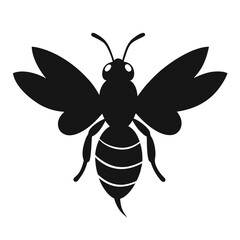 Vector icon of bee in silhouette style, ideal for nature, spring, pollination, garden, eco-friendly themes, and wildlife insect graphics.