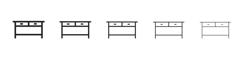 desk icon thin flat outline style vector sign