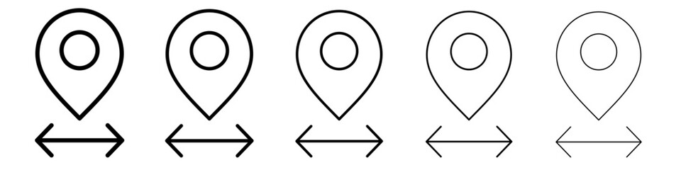 Destination distancing icon thin flat outline style vector sign
