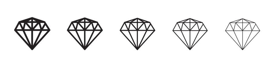 diamond icon thin flat outline style vector sign