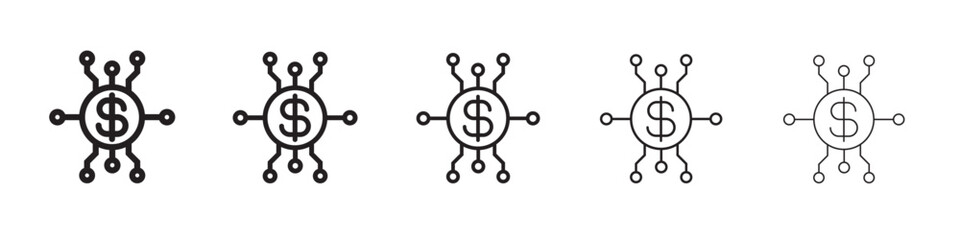 Digital Currency icon thin flat outline style vector sign
