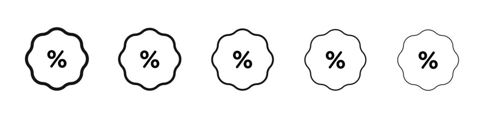 Discount icon thin flat outline style vector sign