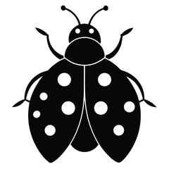  Black ladybug vector icon, representing insects, garden nature, springtime, pest control, and cute bug-themed designs for eco-friendly content.