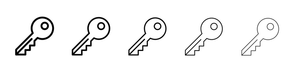 Door key icon thin flat outline style vector sign