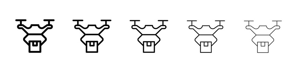 drone delivery icon thin flat outline style vector sign
