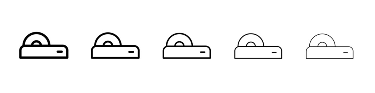 Dvd CDROM disc icon thin flat outline style vector sign