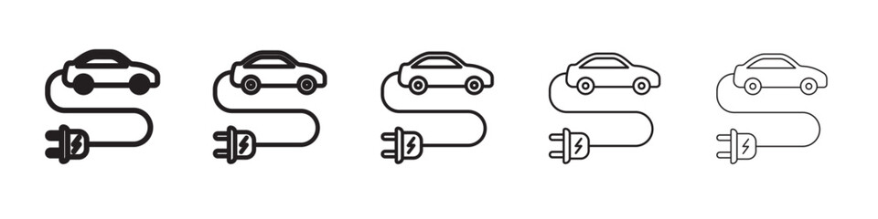 Electric vehicle icon thin flat outline style vector sign